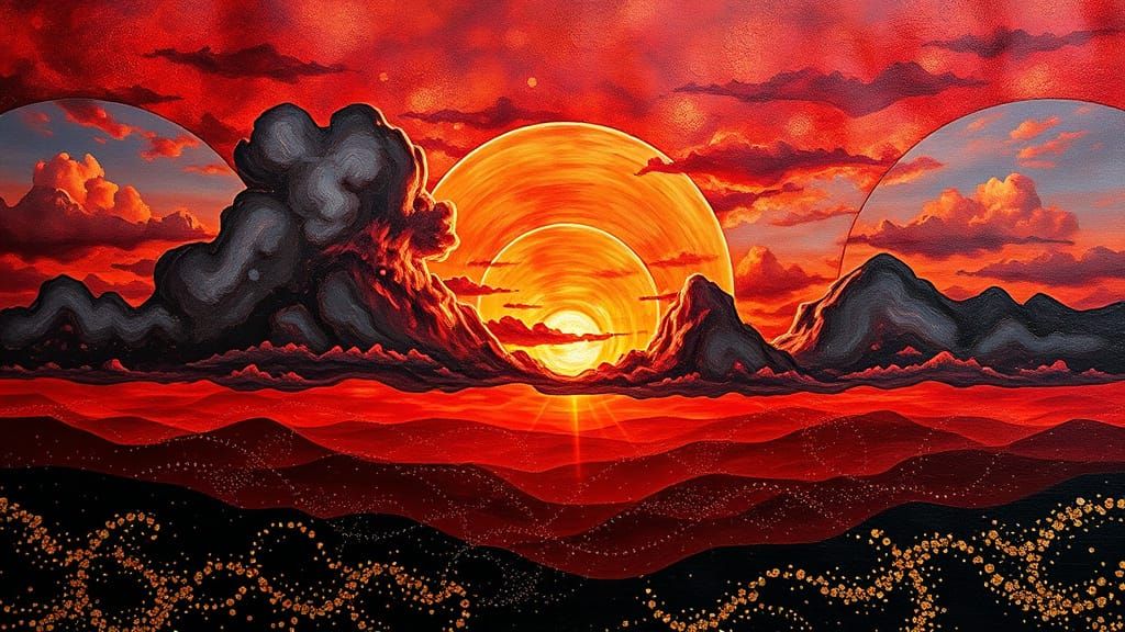 Encastic Sunset with Crepuscular Rays, Impasto Masterpiece