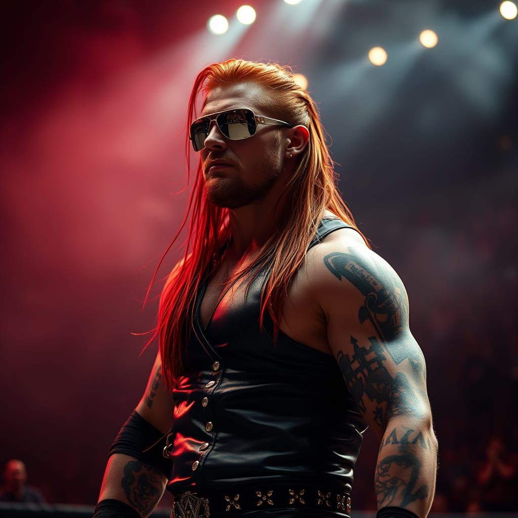 Cyberpunk Wrestler in Dark Arena