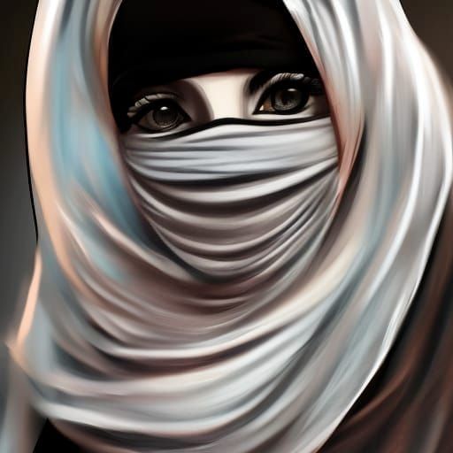 Realistic Portrait of Woman in Niqab