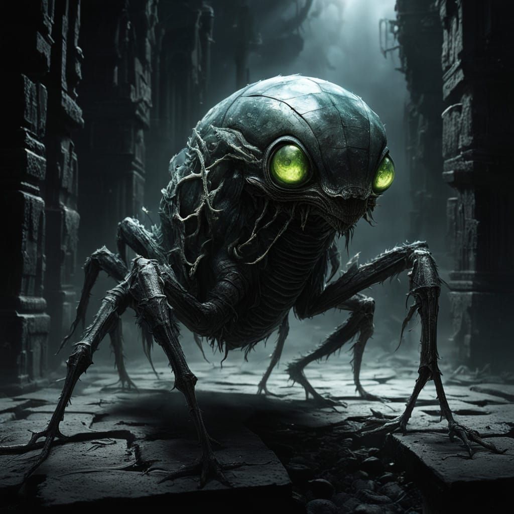 Crystal Hatchling in Eerie, Dreamlike Setting