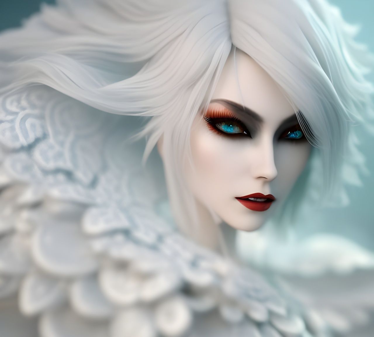 Gothic Fairy in Lace Mask: Digital Art Portrait