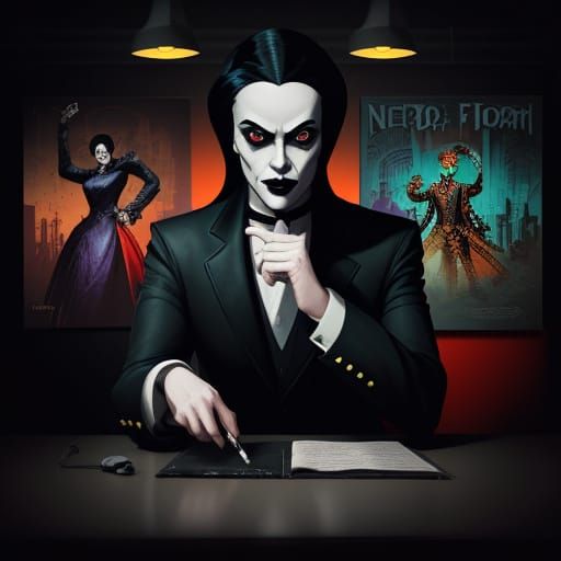 Surreal 1950s Catholic School Poster Art of Addams Family in...