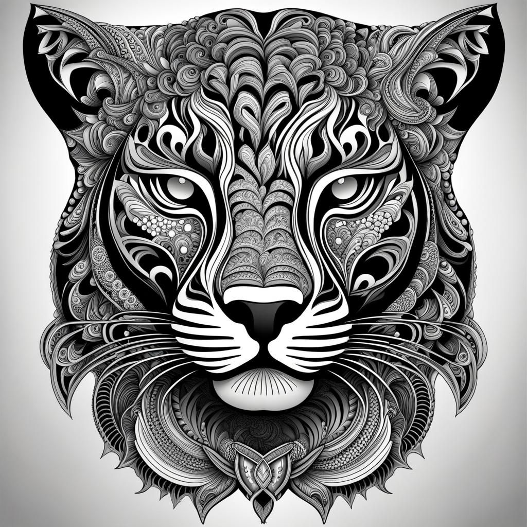 Abstract Ayahuasca Jaguar with Fractal Design