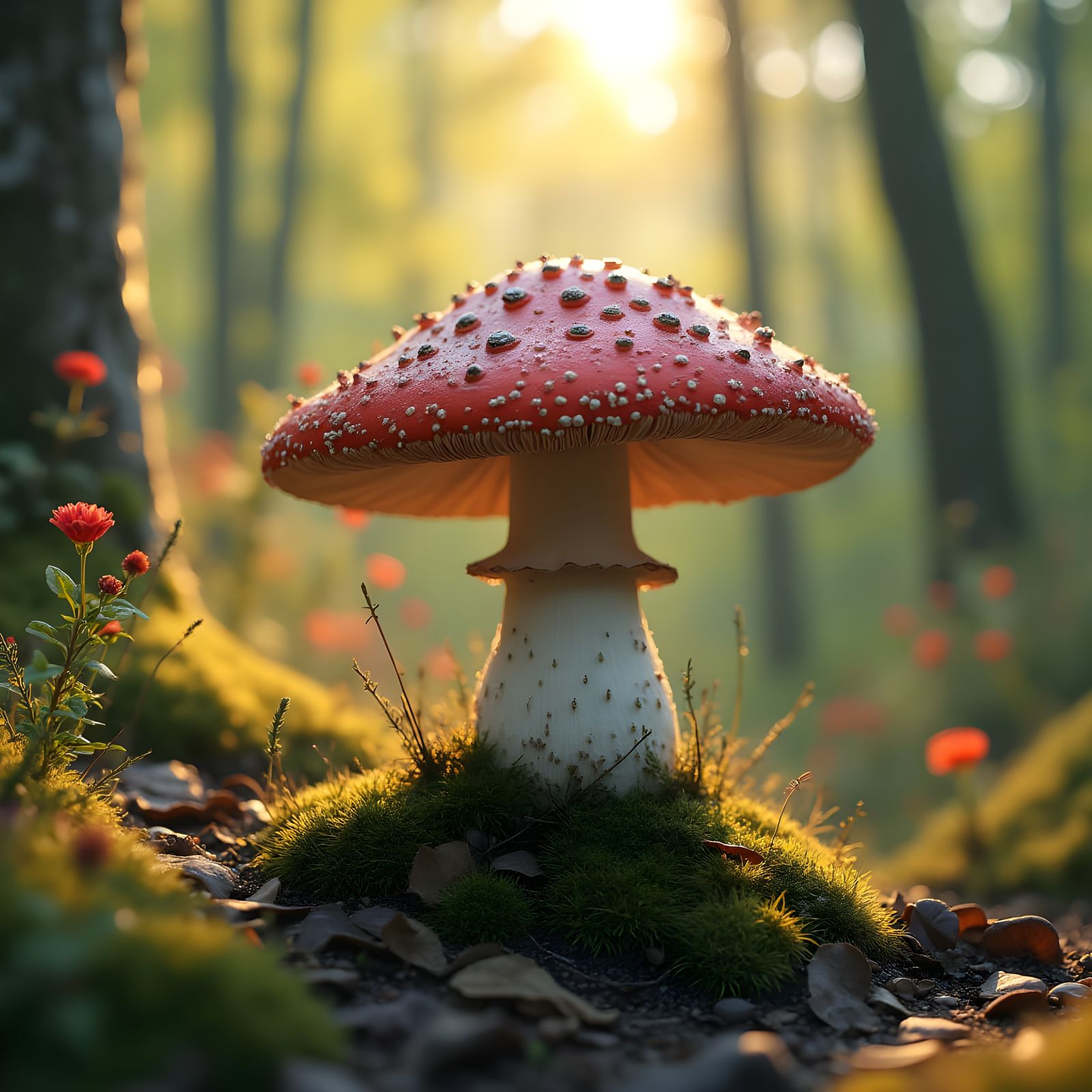 Panther Cap Mushroom in Fairytale Forest