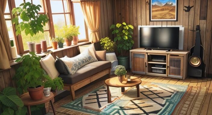 Pixar-Style Potato Character Watching TV