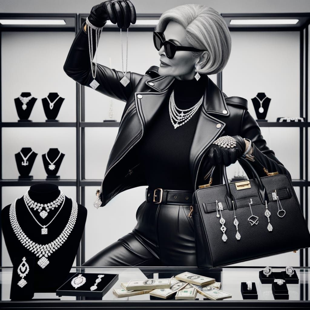 Fit Woman in Black Leather Heist