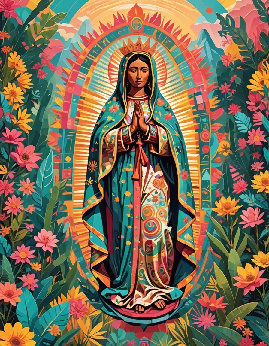 La Virgen de Guadalupe in Mexican Muralism Style
