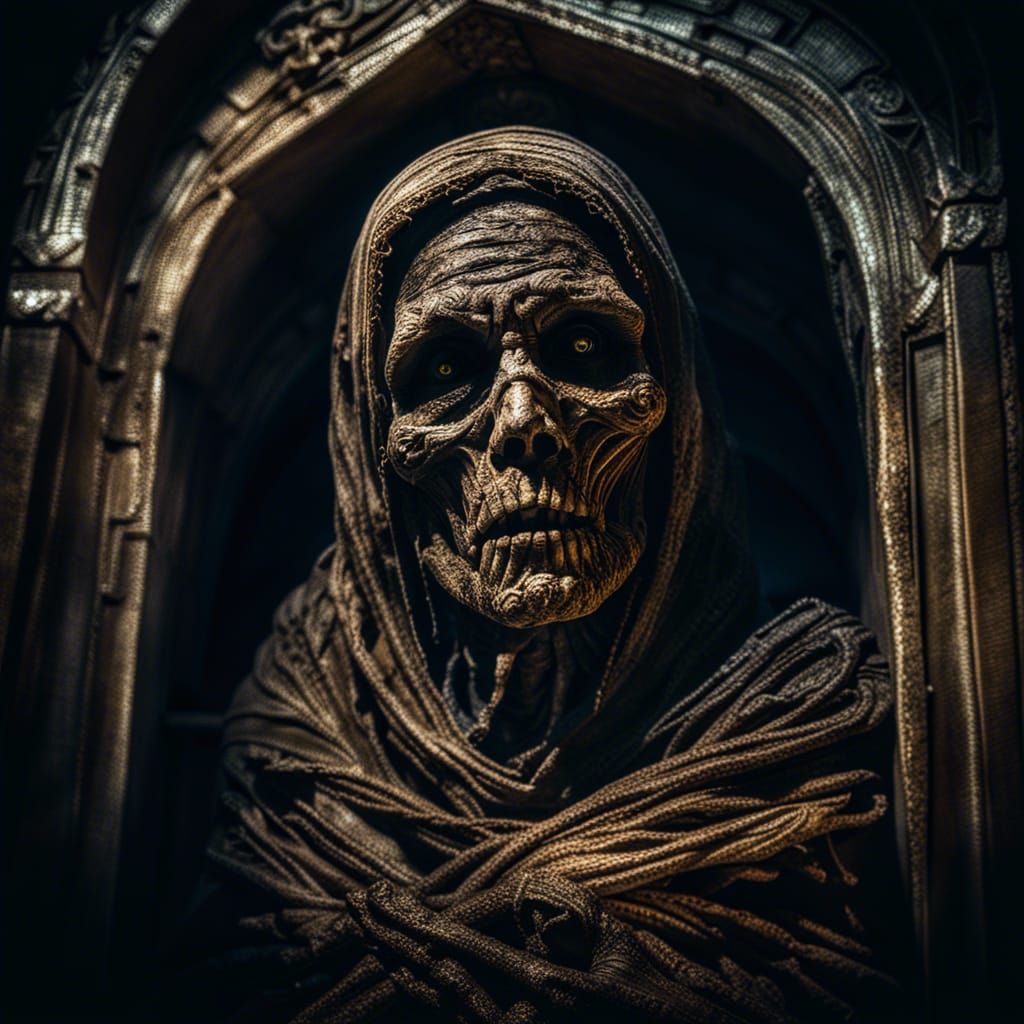 Horror Mummy Rising from Crypt in HDR