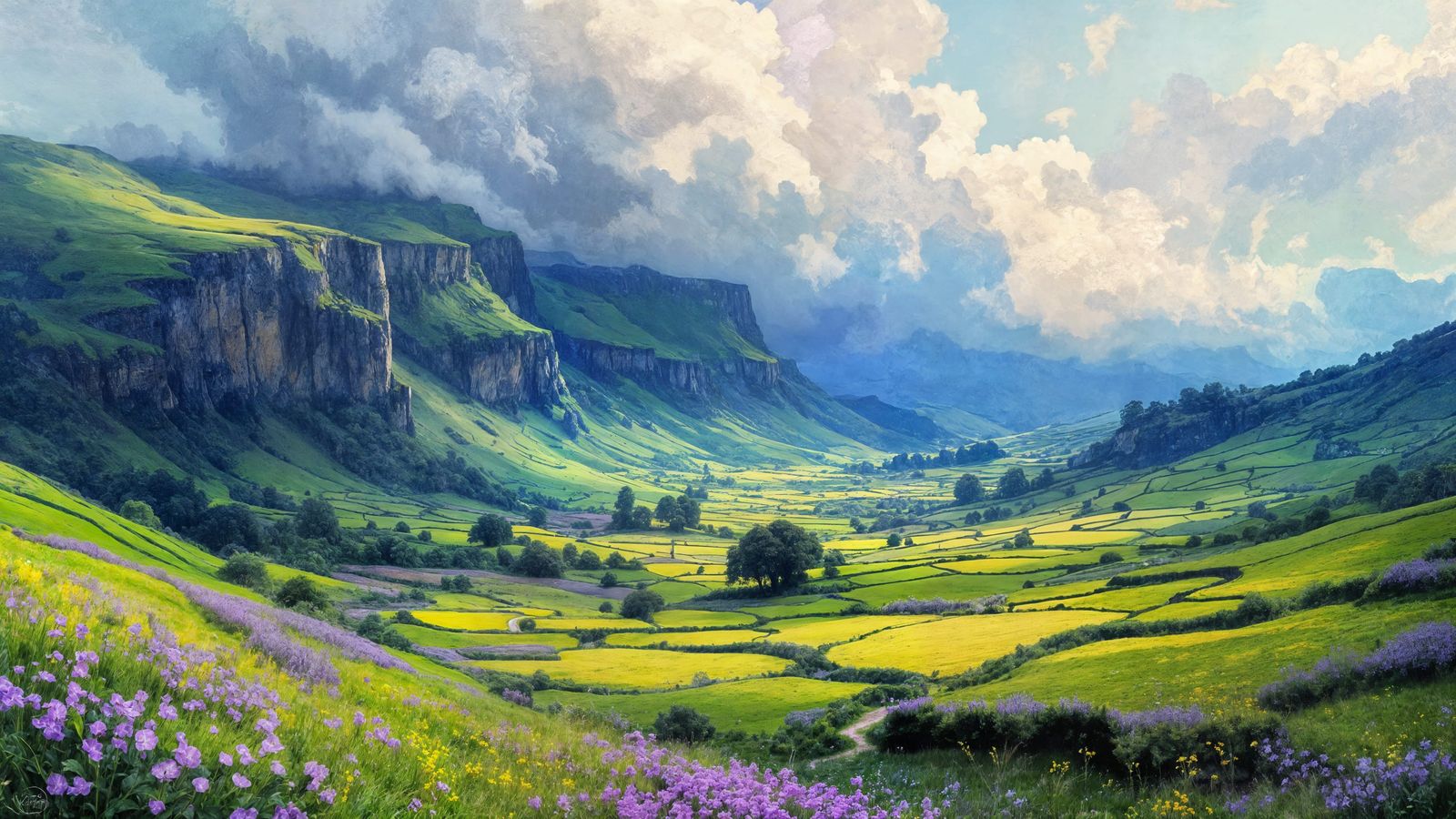 The Quiraing Under Racing Clouds in Monet Style