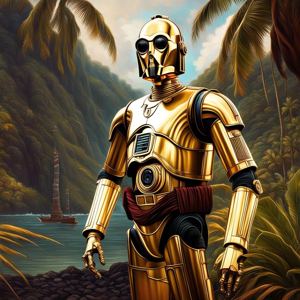 C3PO as Magnum PI: Digital Matte Painting