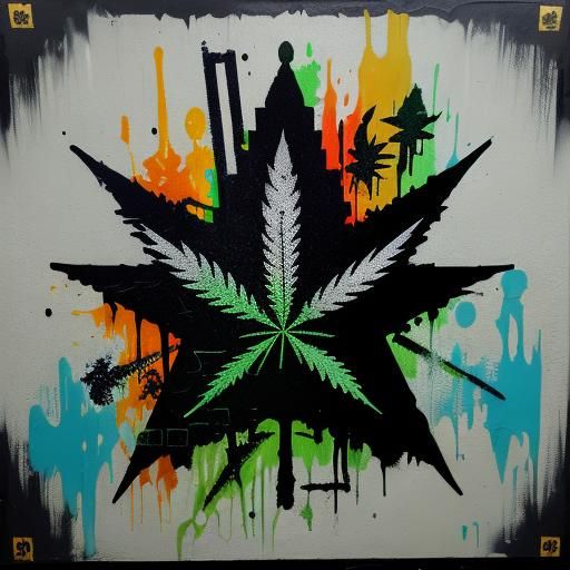 Guns, Money, Marijuana in Graffiti Art Style