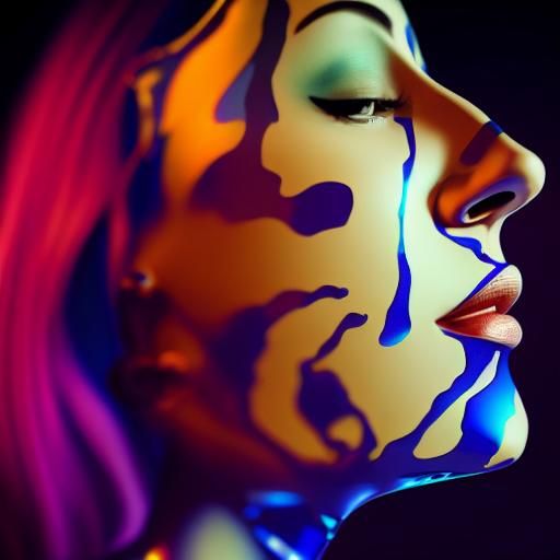 Polish Woman with Electric Hair in Sci-Fi Holographic Interf...