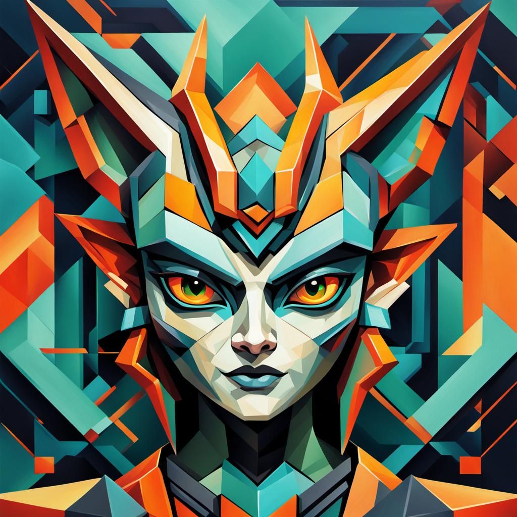 Midna as Geometric Cubist Art Deco Painting
