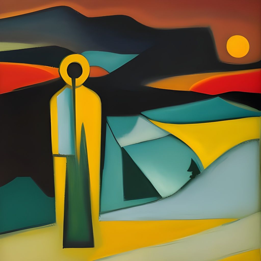 Wanderer Above the Sea of Fog, Woodcut Style