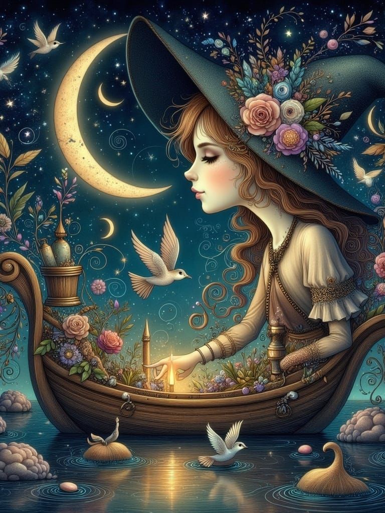 Sailor Discovers Youthful Reflection in Golden Ocean Under M...