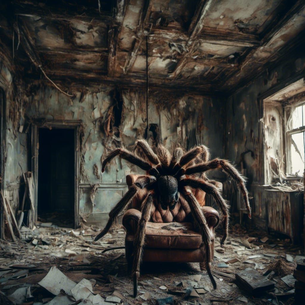 Giant Tarantula in Macabre Style, Abandoned House