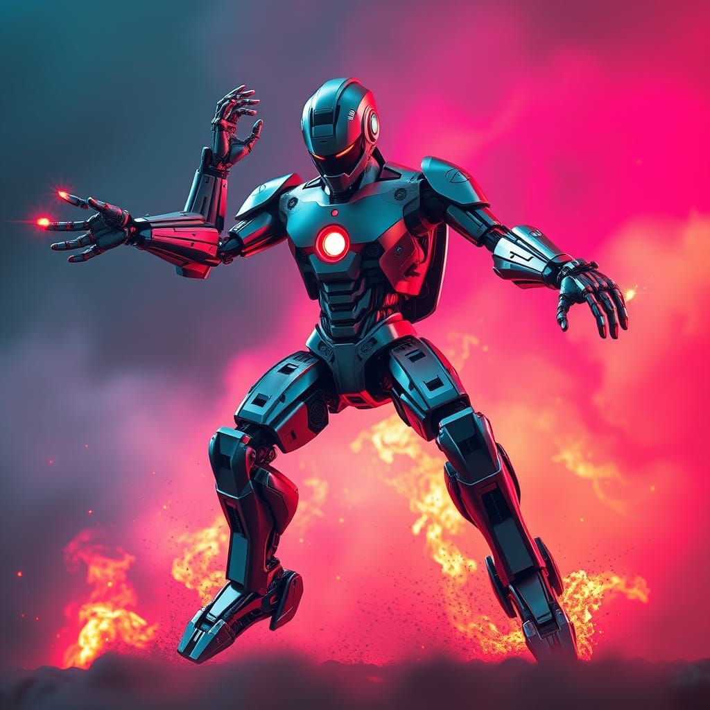 Transforming Robot in Dystopian Future, Digital Art