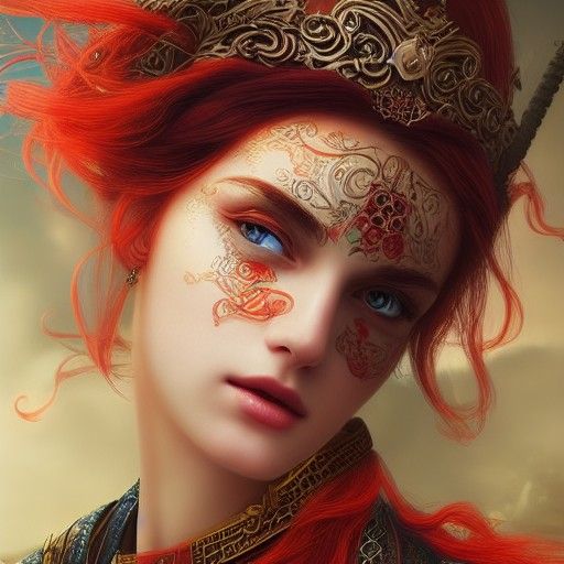 Beautiful Irish Woman Portrait in Detailed Matte Style