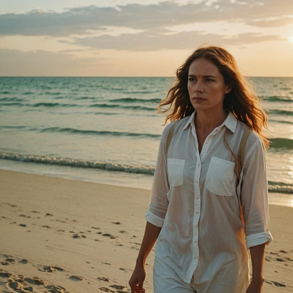 Stallion on Miami Beach: Cinematic Golden Hour Still