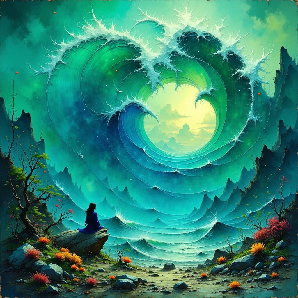 Wave Siren Luring Sailors to Doom, Digital Fantasy Art