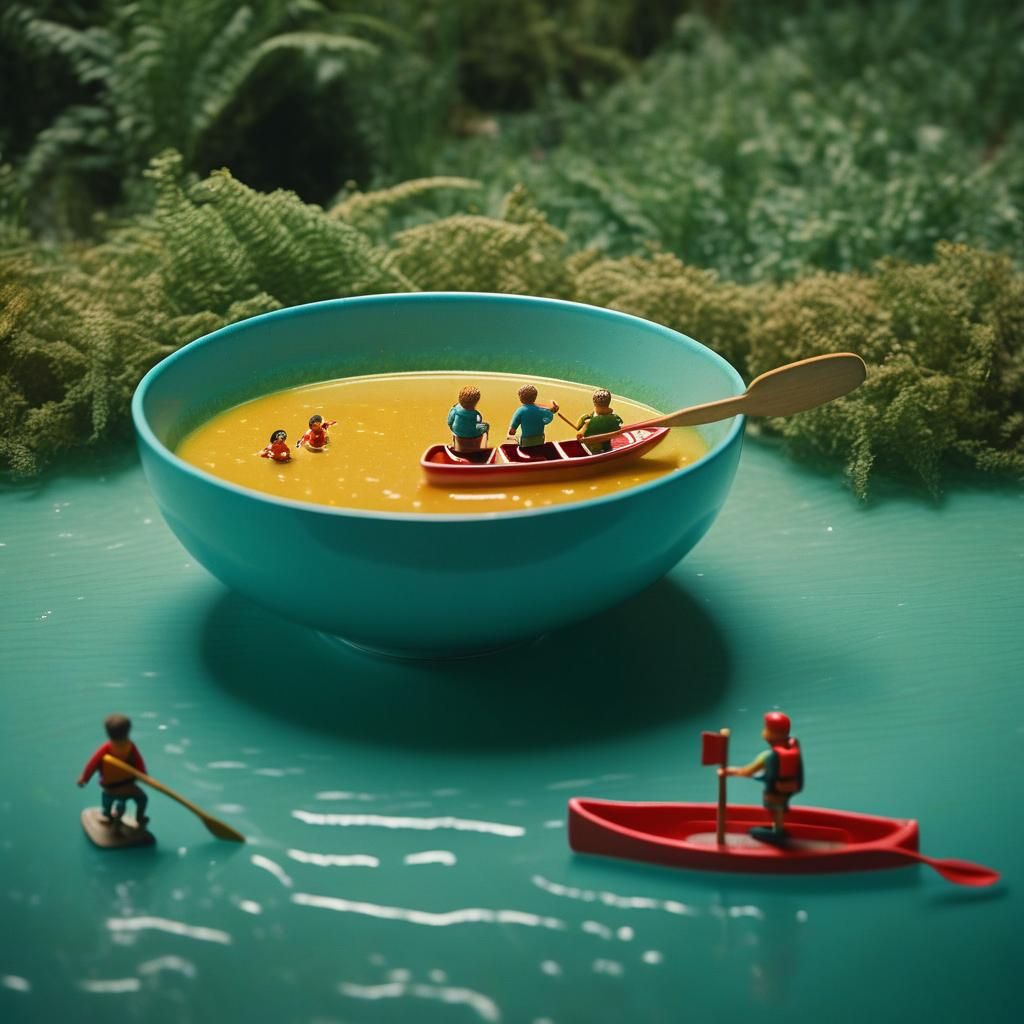 Miniature Canoe Trip in a Soup Bowl