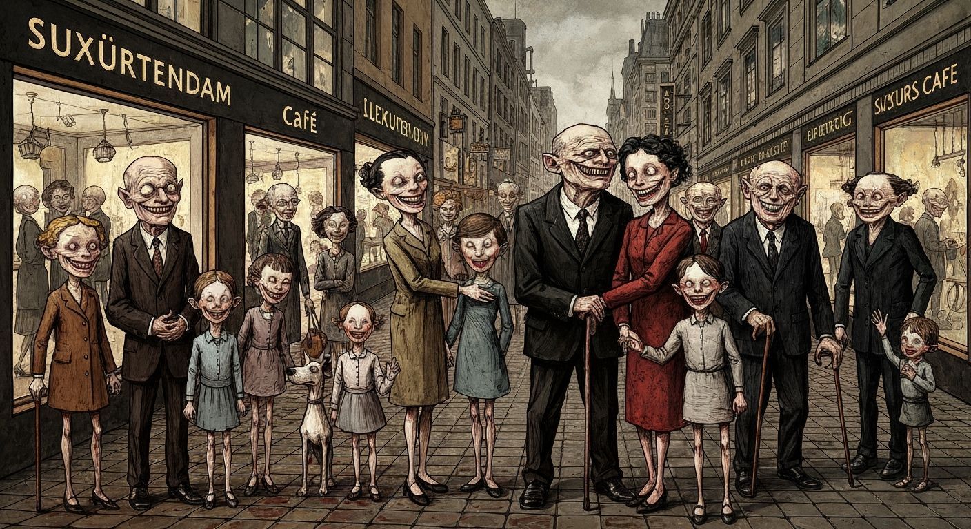 German Expressionist Dada Satire of a Chaotic Urban Scene