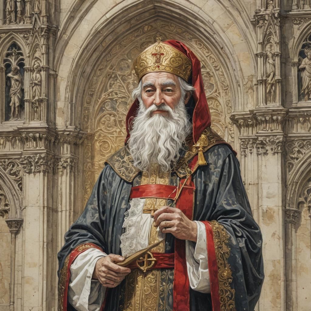 Surreal Saint Nicholas Renaissance Painting with Tim Burton...