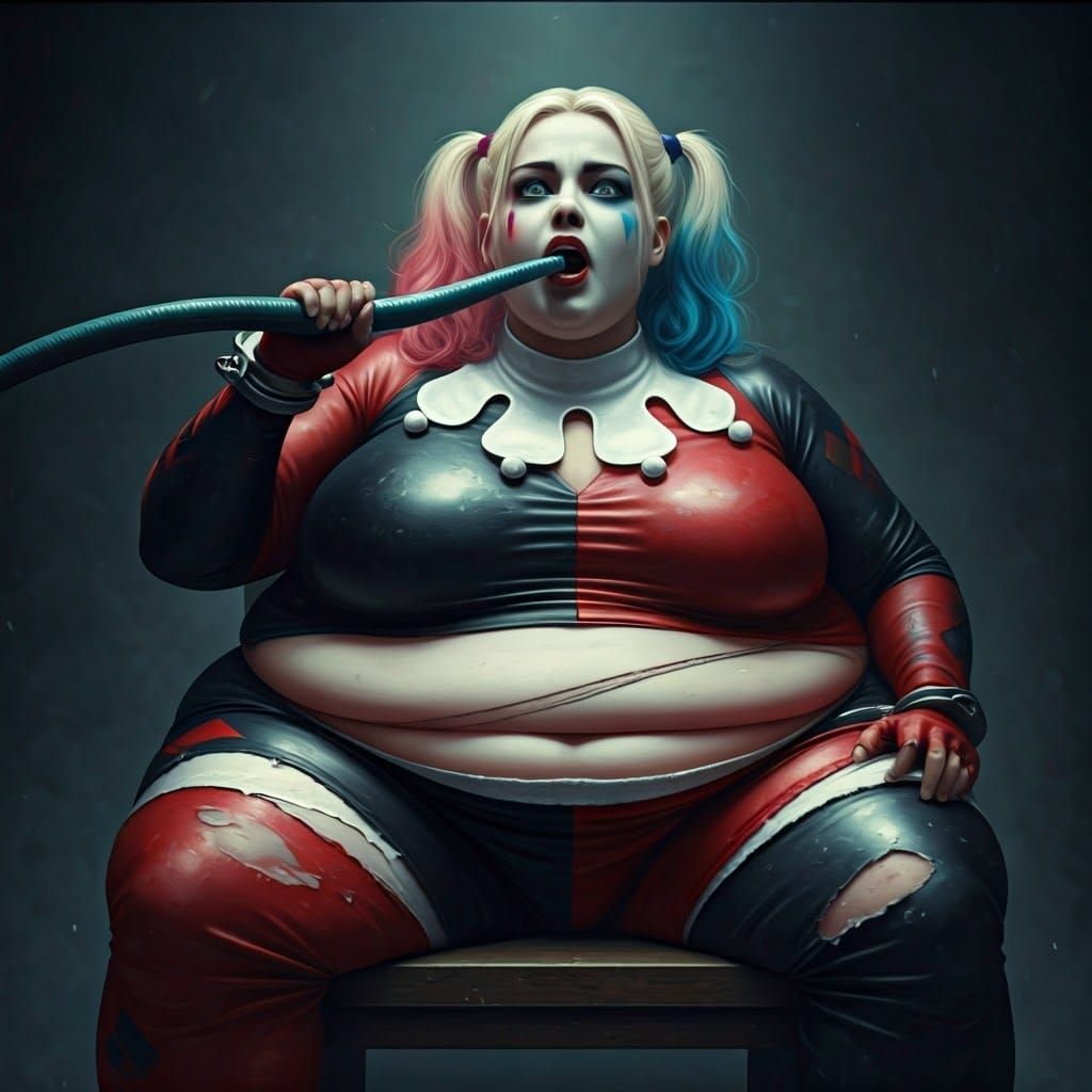 Overweight Harley Quinn in Distress: Cinematic Film Still