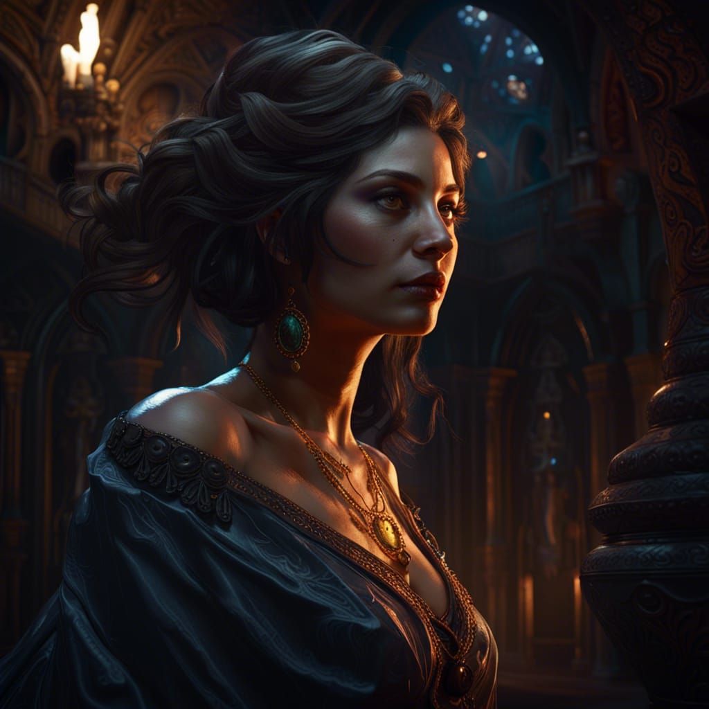 Entranced Woman in a Dark Fantasy Dreamscape