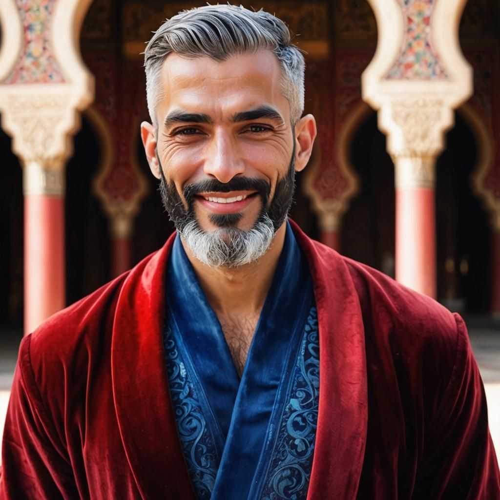 Cheerful Man in Velvet Robe, Impressionist Oil Painting