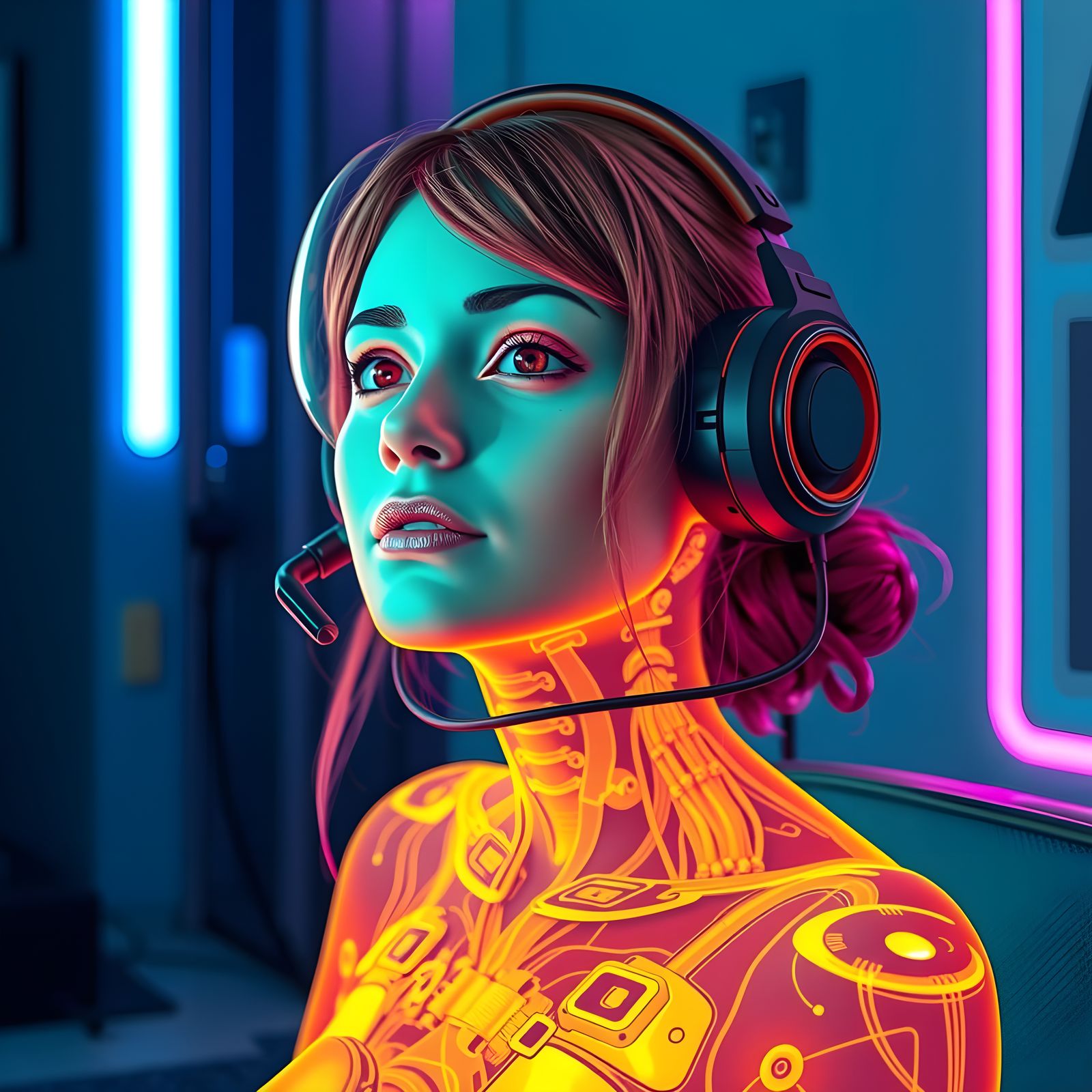 Futuristic Hypnotized Woman in Thermal Imaging