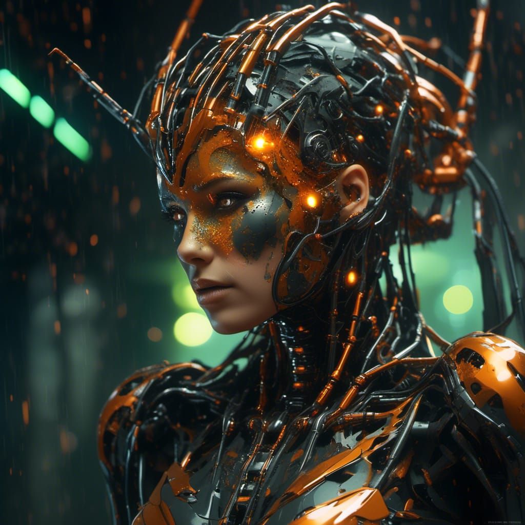 Cyberpunk Cyborg in Dystopian Hellscape