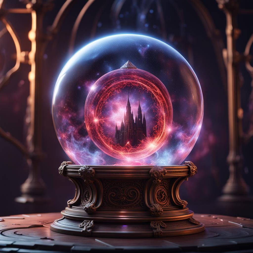 Demonic Crystal Ball Containing the Universe: Fantasy Art