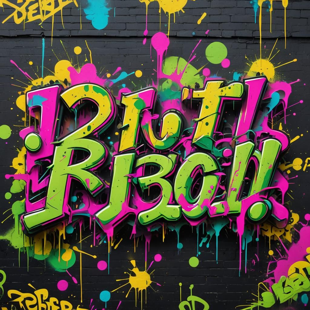Neon Graffiti Street Art Design: 'Rebel'