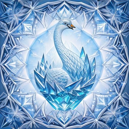 A majestic crystal swan (weight: 1.5) stands gracefully on a...