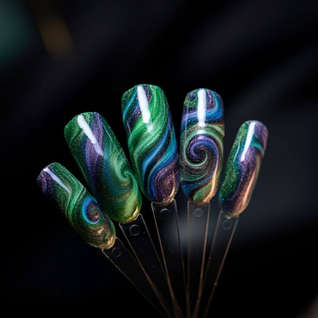 Ethereal Nail Art Design Inspired by Northern Lights