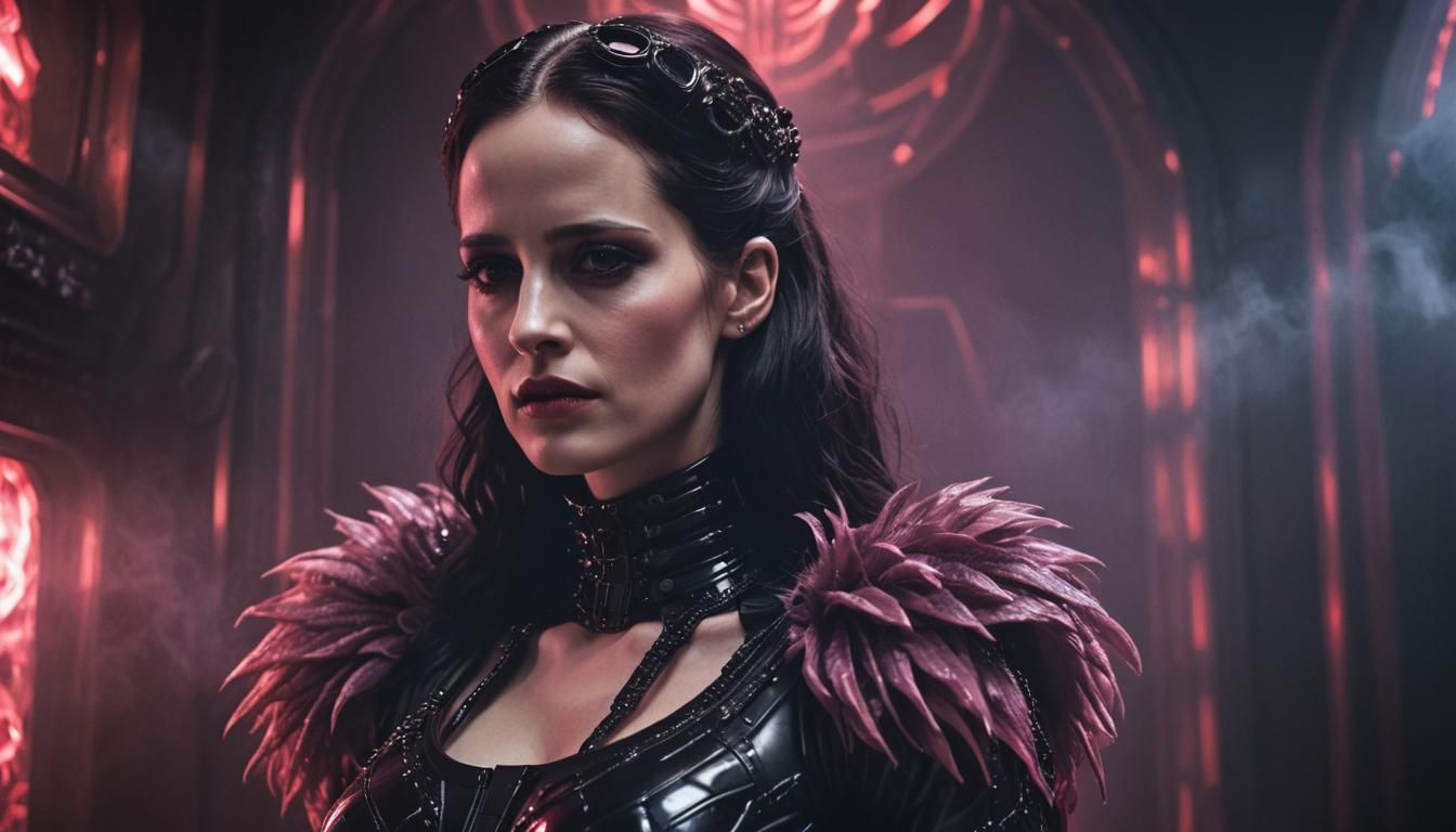 Eva Green Sci-Fi Portrait in Latex Outfit