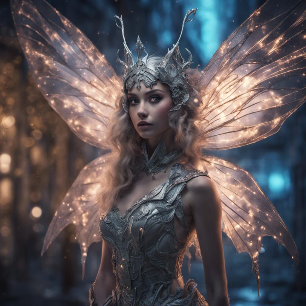 Futuristic Moonlight Fairy Portrait in Photorealistic Style
