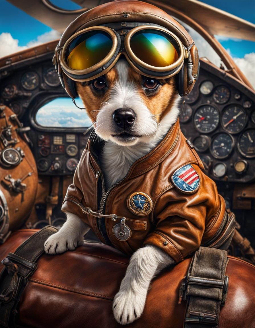Cool Jack Russell Terrier Pilot in Fighter Jet