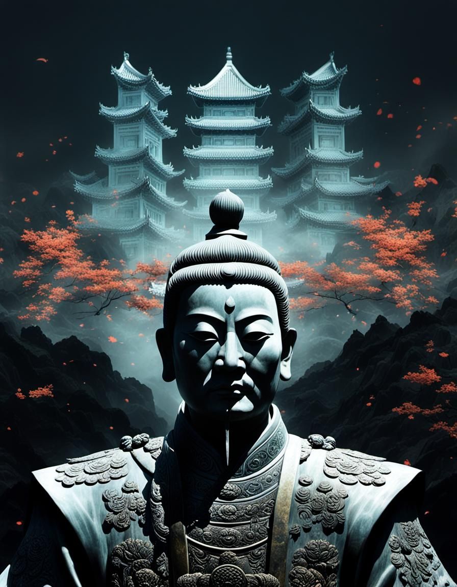 Enlightened Emperor: Double Exposure Portrait of Power