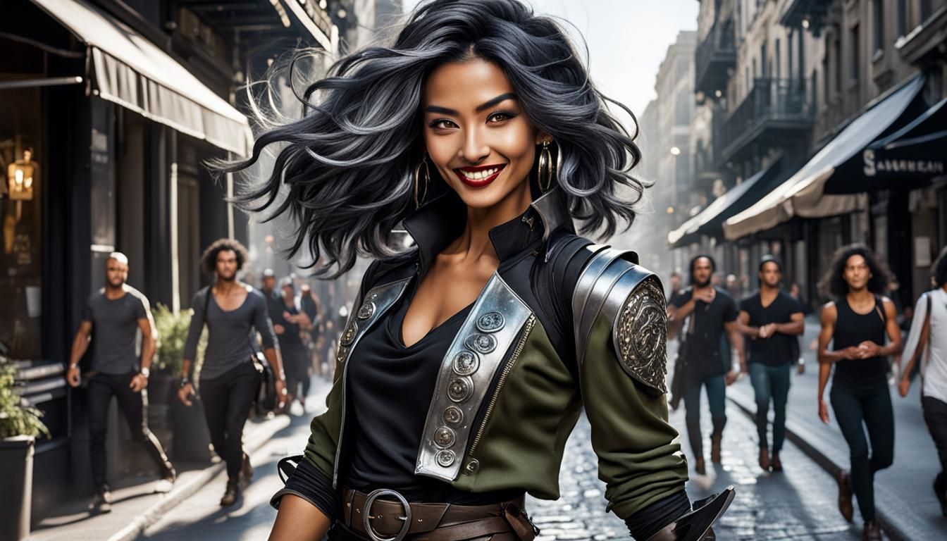 Adventurous Swashbuckler in City Street