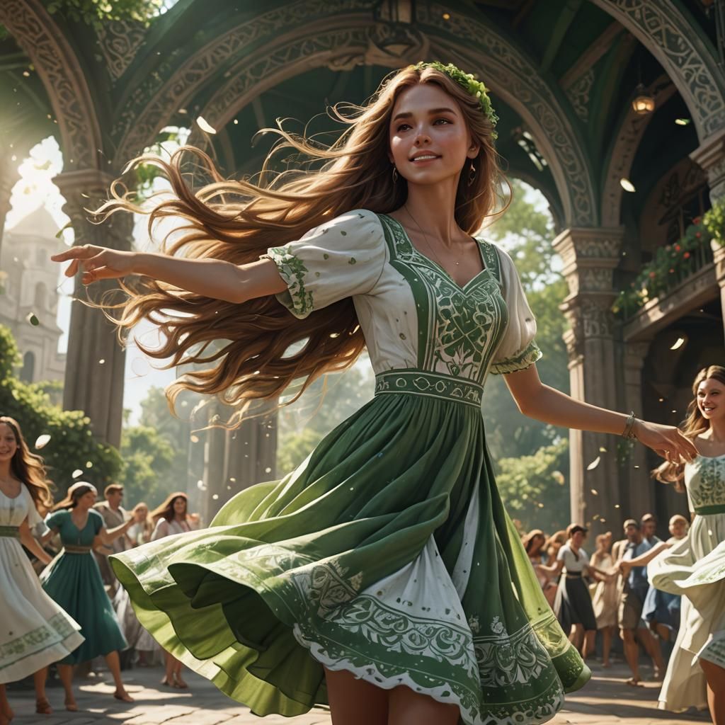 Girl in Sundress Dancing, Fantasy Concept Art