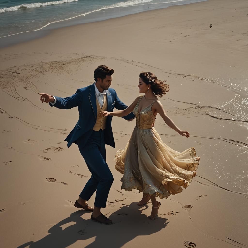 Couple Dancing a Waltz on a Beach