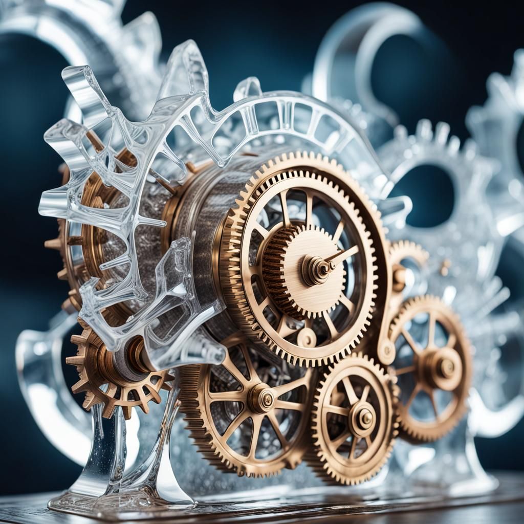 Steampunk Clockwork Ice Sculpture Product Photography