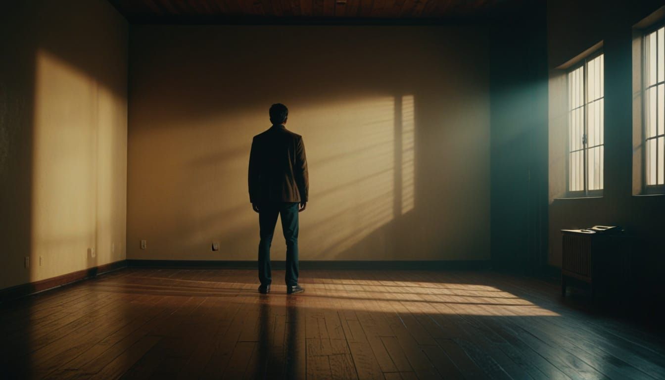 Dramatic Person in Room: Cinematic Still