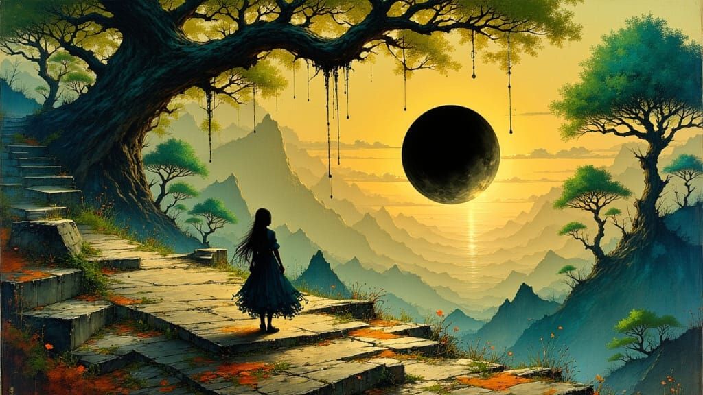 Cosmic Sunday Morning in Esao Andrews' Style