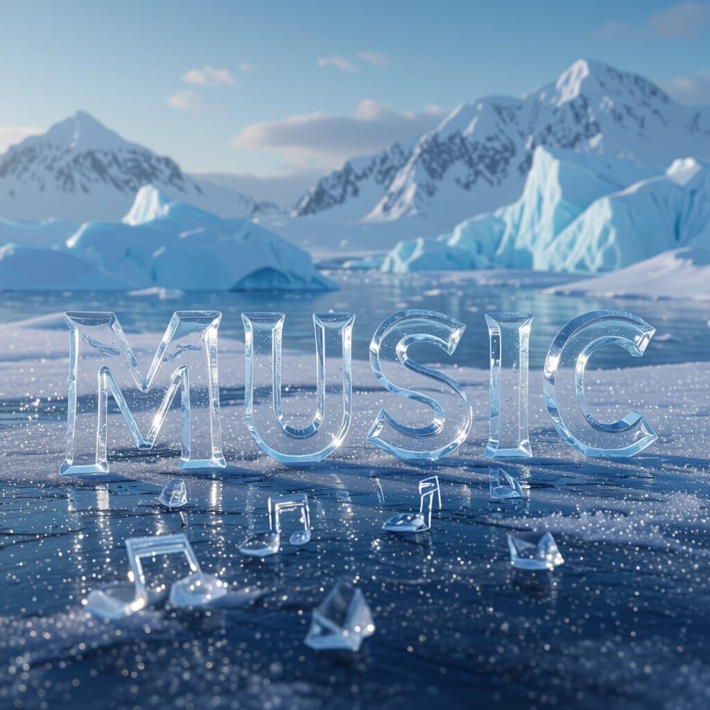 Frozen Music Notes in a Dystopian Landscape