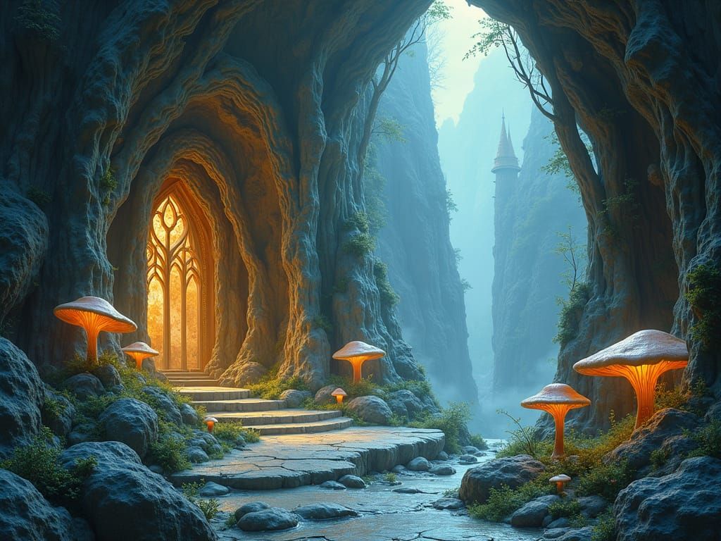 Ethereal Elven Temple in Crystal Cavern