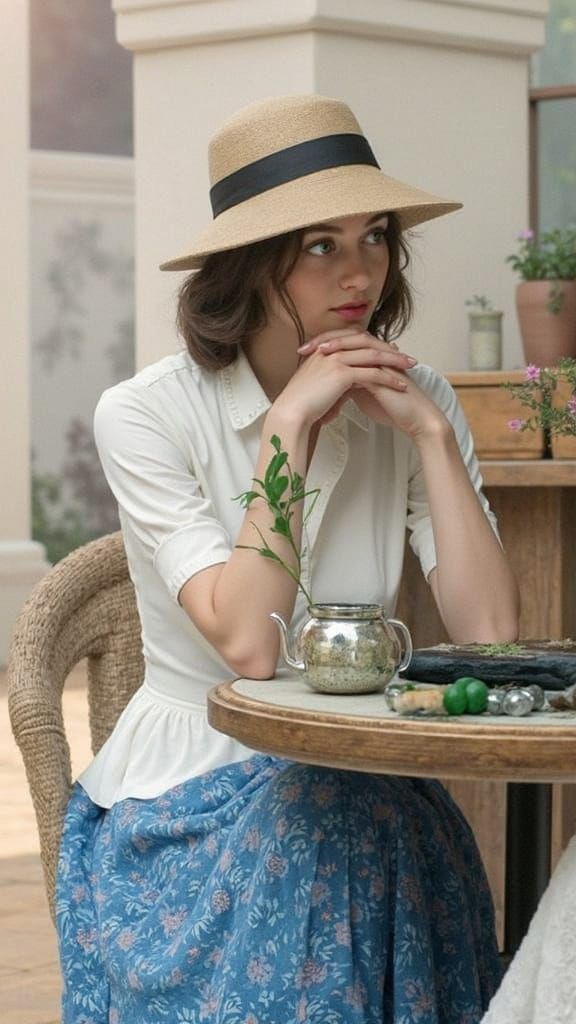 Ethereal Young Woman in Dreamy Outdoor Setting