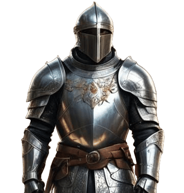 Medieval Guard with Silver Armor and Crest
